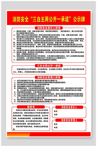 三自主两公开一承诺消防安全公示牌