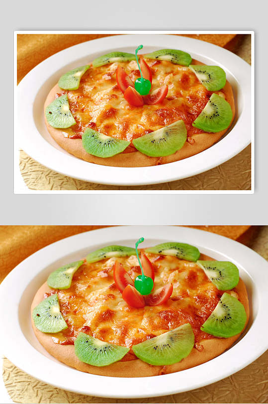 西餐水果皮萨美食摄影图