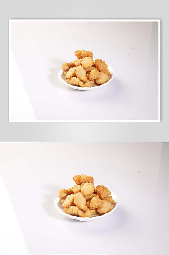 香脆油炸状元鸡米花美食摄影图