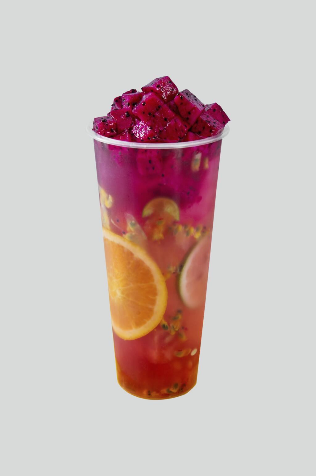 x水果茶红龙果饮料摄影图素材