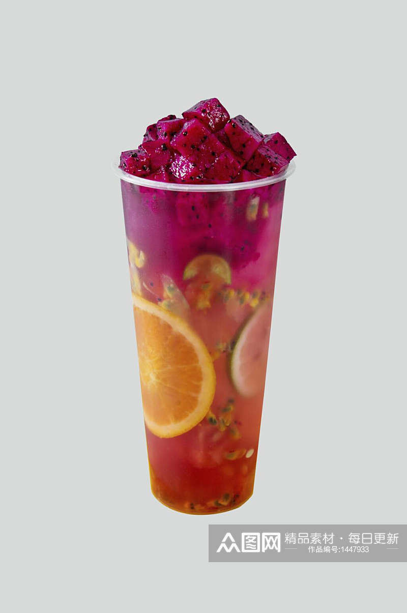 x水果茶红龙果饮料摄影图素材