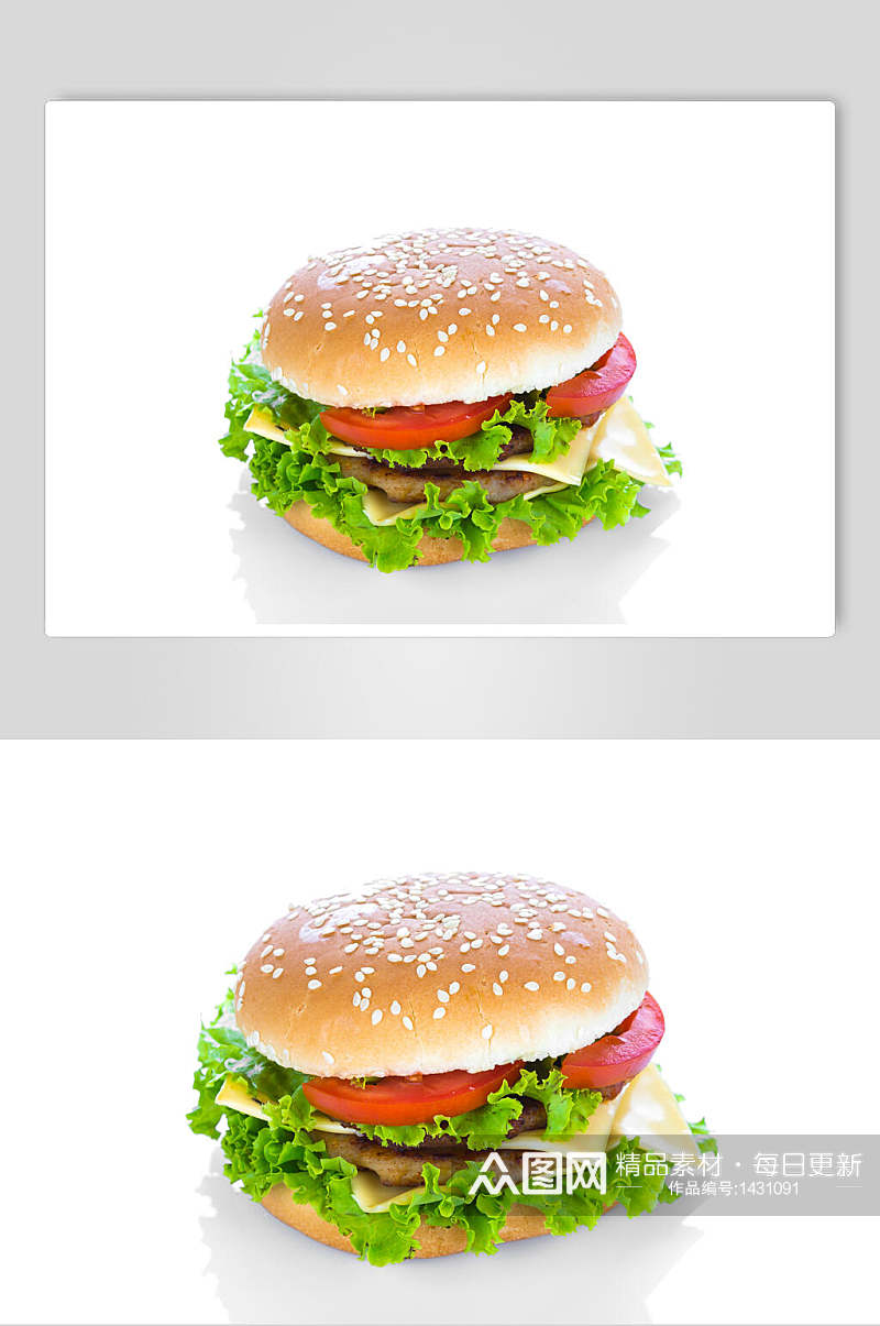 双层芝士牛肉汉堡高清图片素材