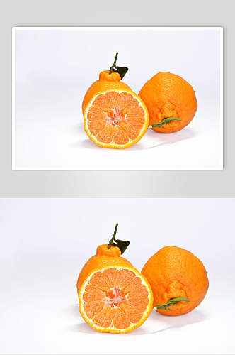 纯白背景美食橘子水果摄影图