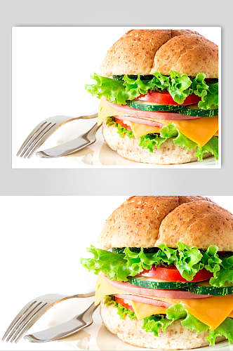 新品蔬菜鸡排汉堡高清图片