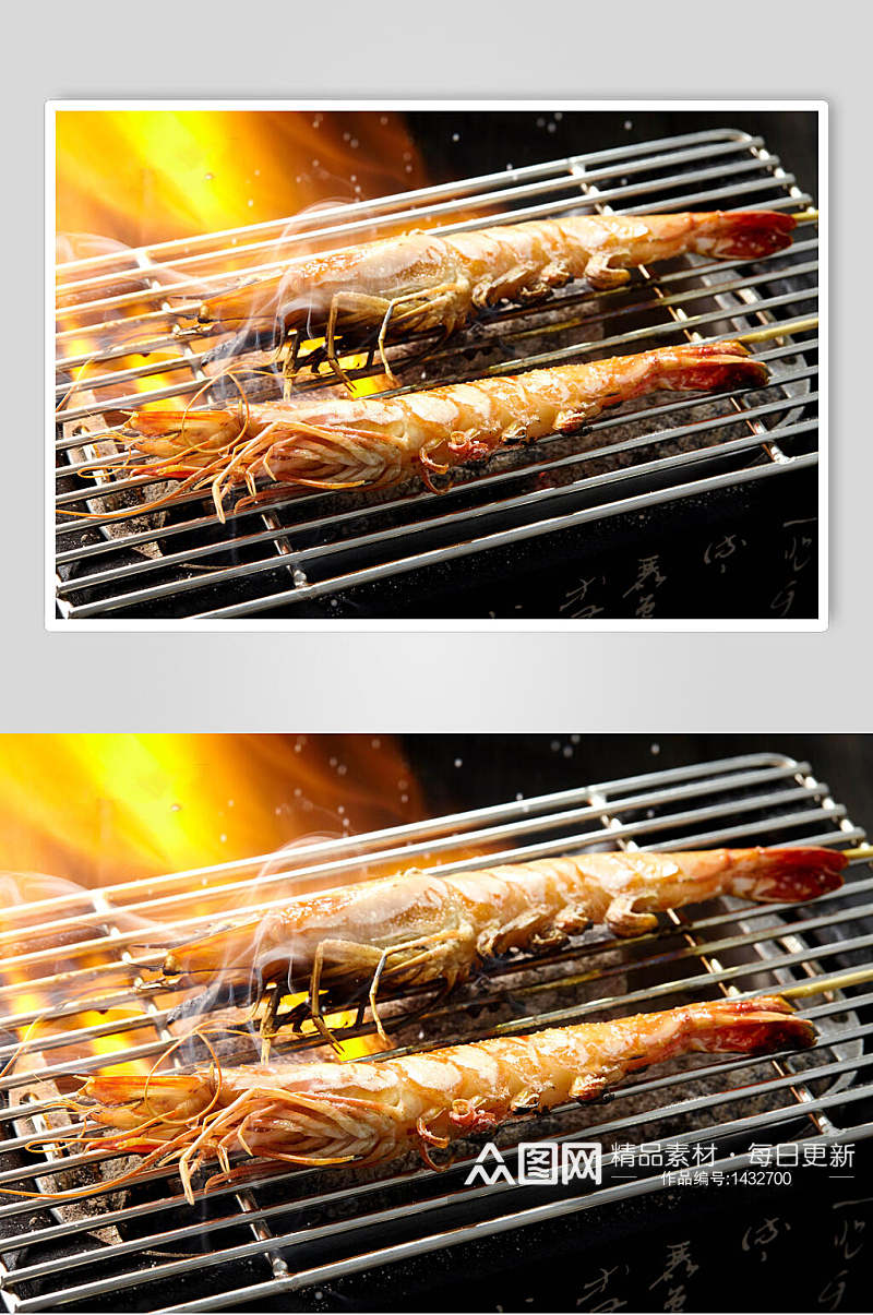 碳烤基围虾美食摄影图素材