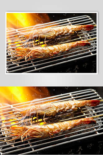 碳烤基围虾美食摄影图