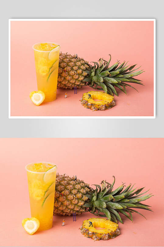 x金菠萝水果茶美食摄影图
