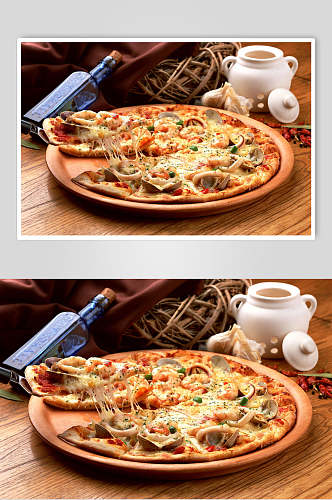 海鲜披萨高清图片