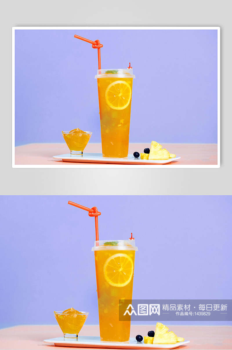 柠檬柚子菠萝水果茶高清图片素材
