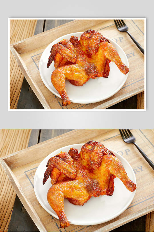 奥尔良烤整鸡美食摄影图