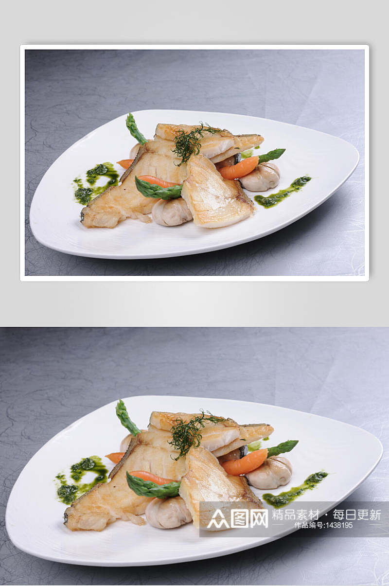西式银鳕鱼美食摄影图素材