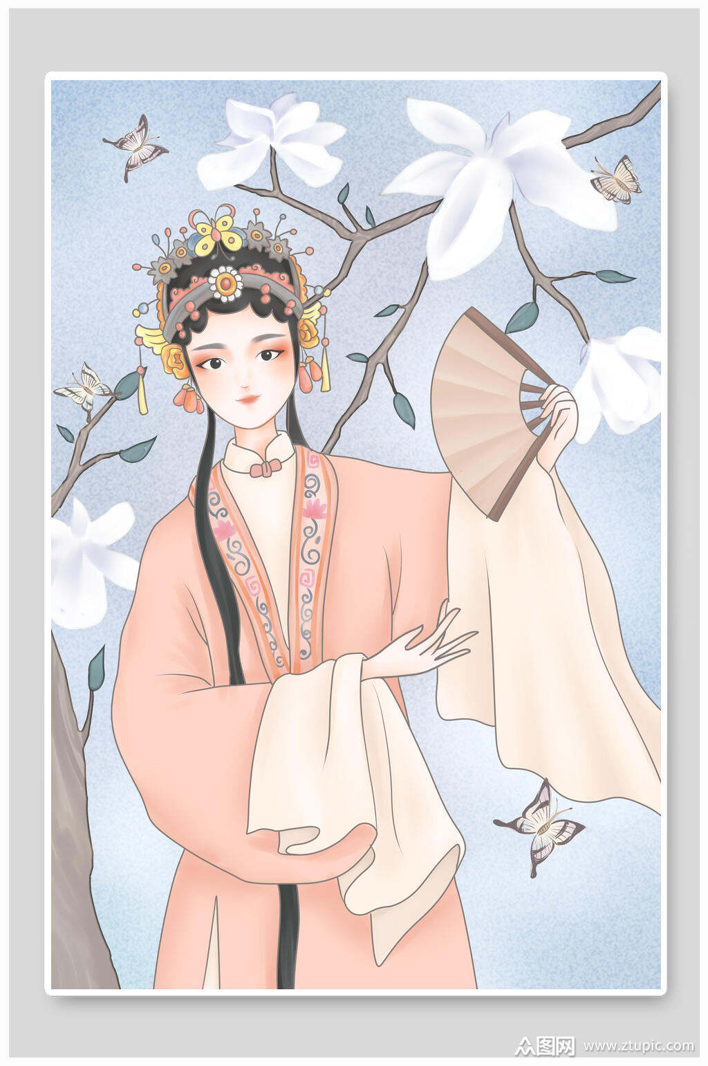 京剧戏曲对角线插画素材