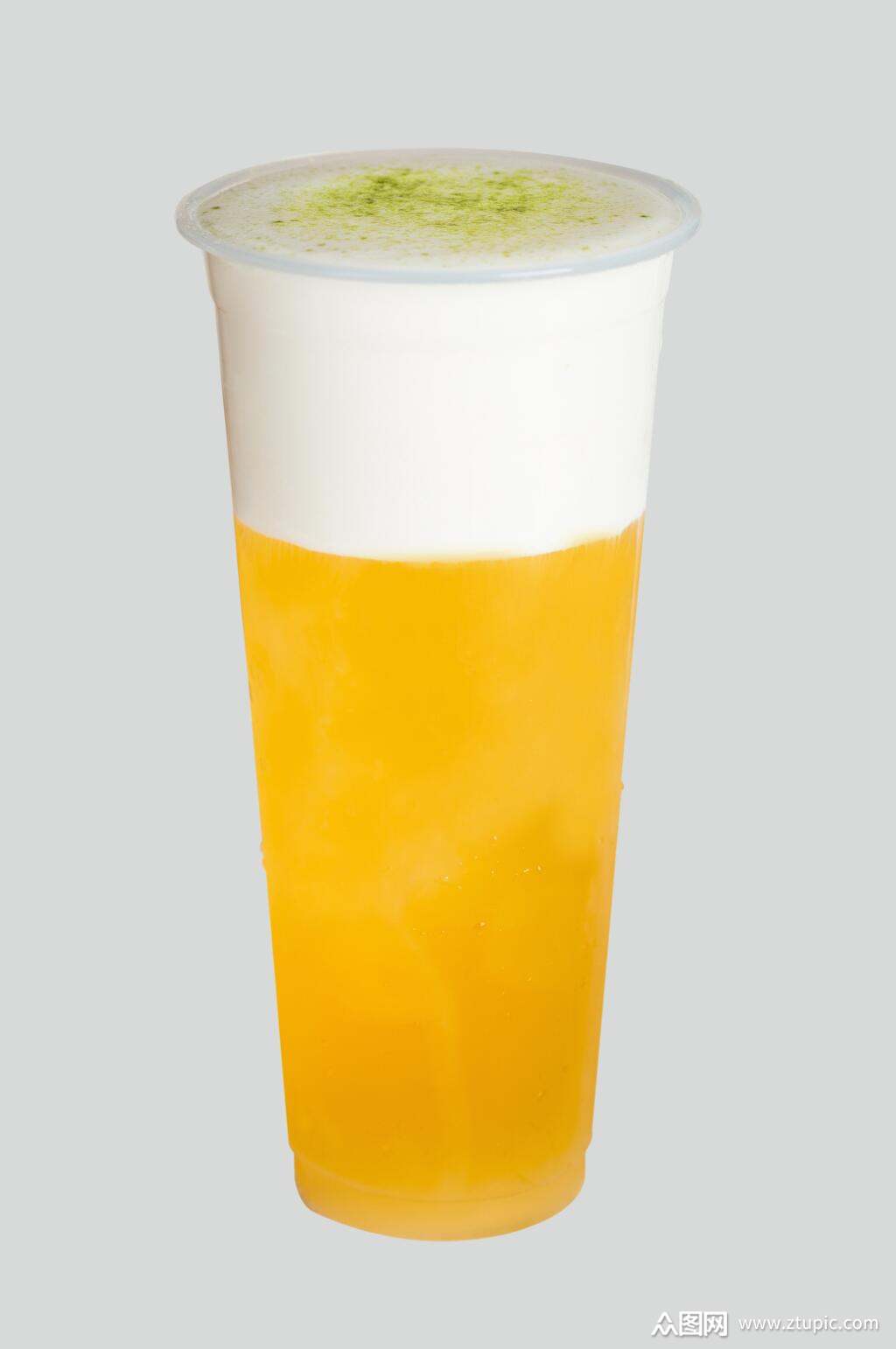 菊花茶奶盖高清图片素材