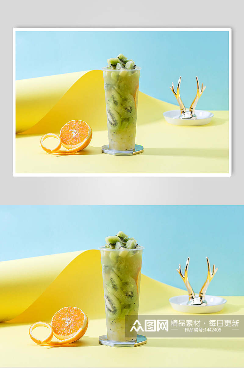奇异果果汁饮品美食摄影图素材