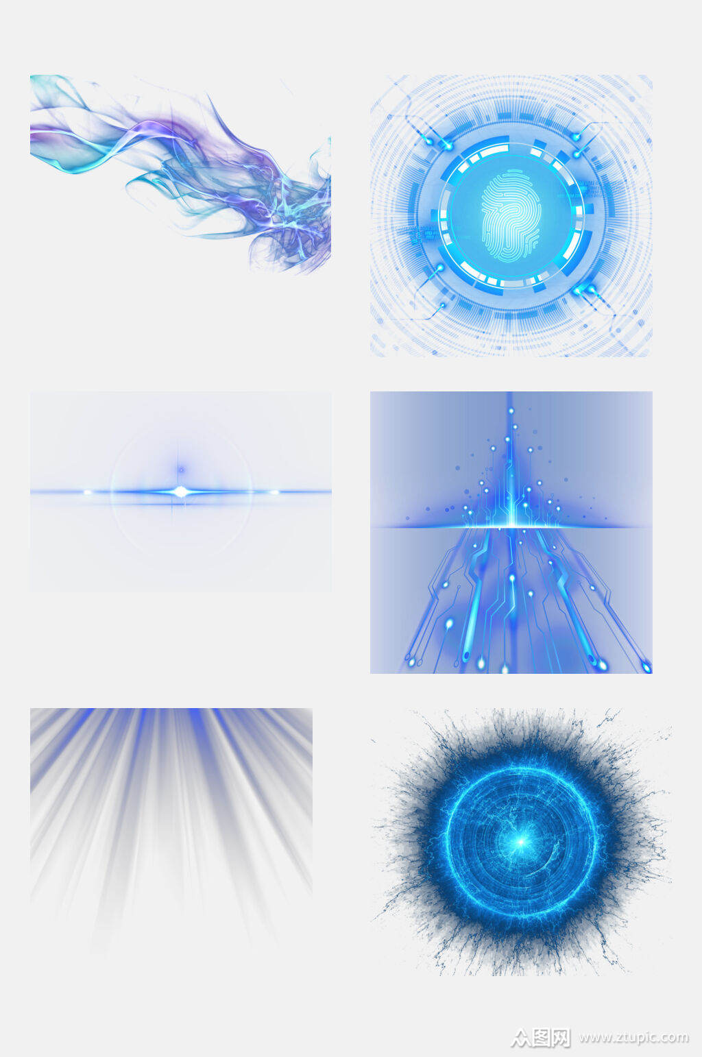蓝色简约特效光效免抠元素素材