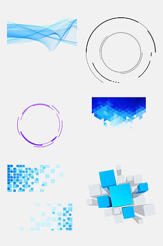 蓝色圆形科技背景元素素材