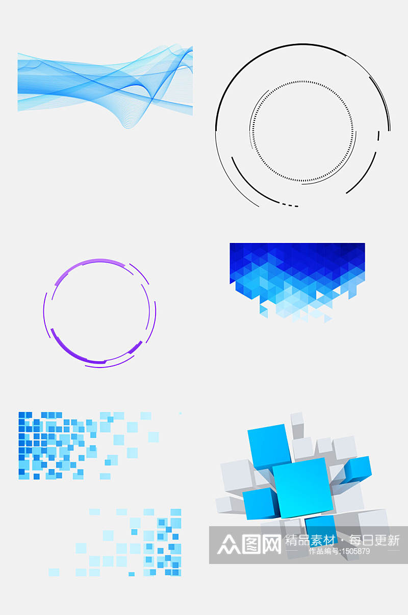 蓝色圆形科技背景元素素材素材
