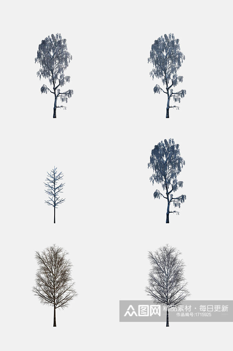 高清植物手绘画茂盛树木免抠元素素材素材