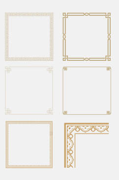 复古金色纹路边框免抠元素