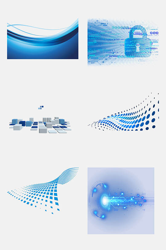 蓝色波纹形科技背景元素材