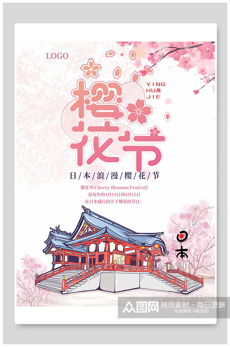 浪漫日本樱花节海报素材