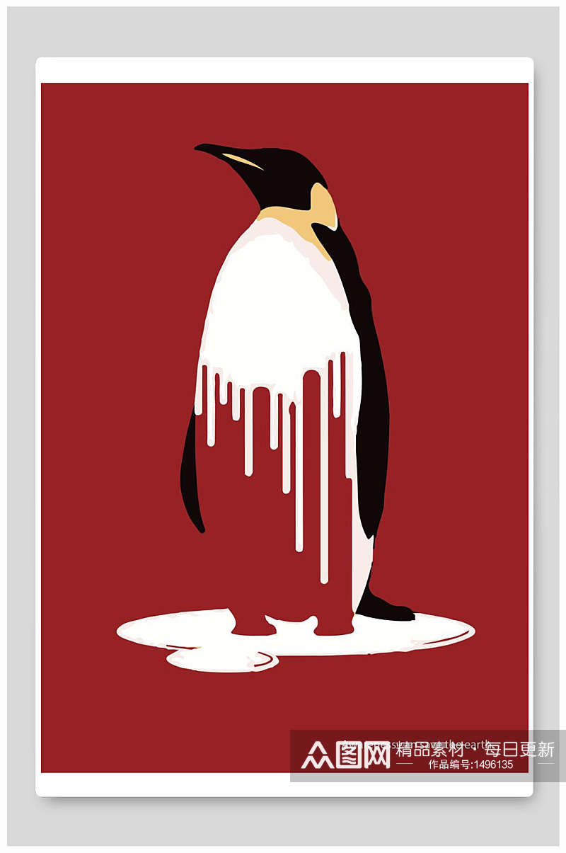 红色企鹅简约创意海报素材