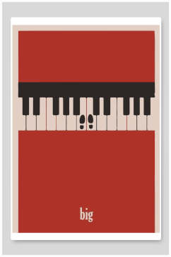 红色钢琴简约创意海报