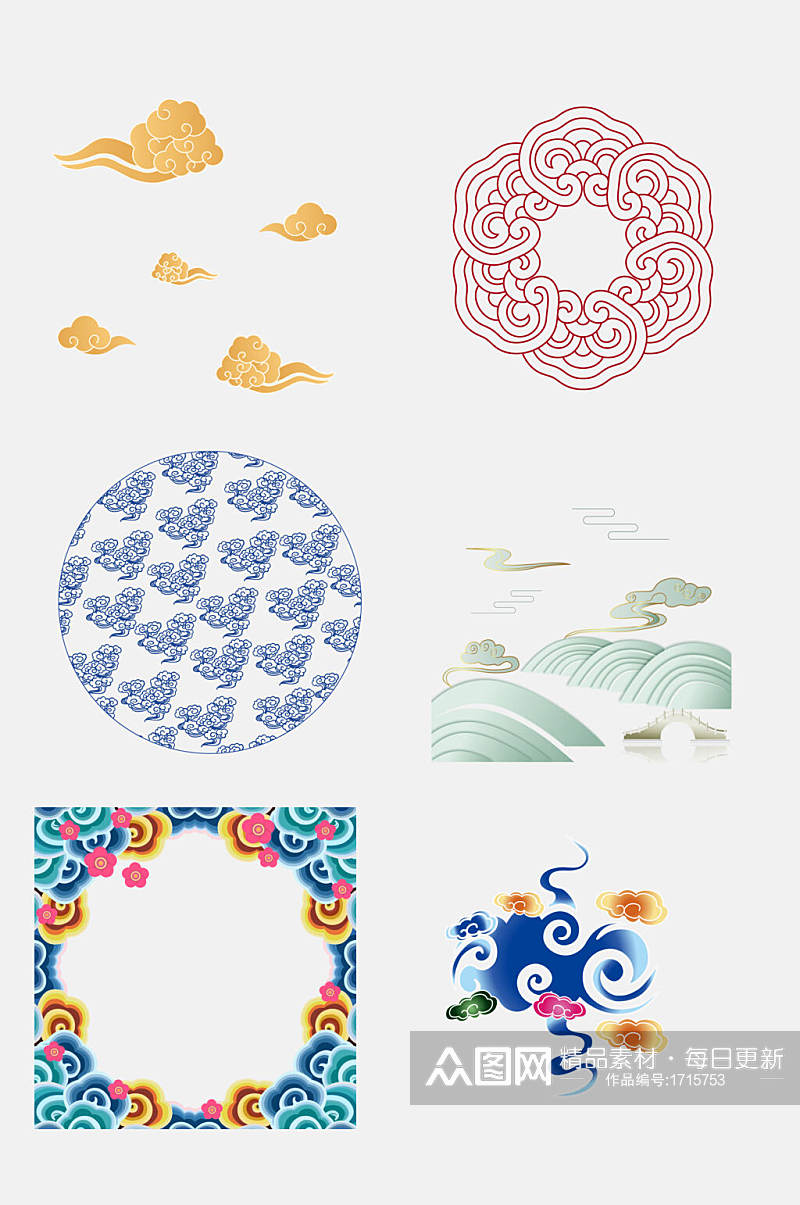 中国风传统文化祥云设计元素素材