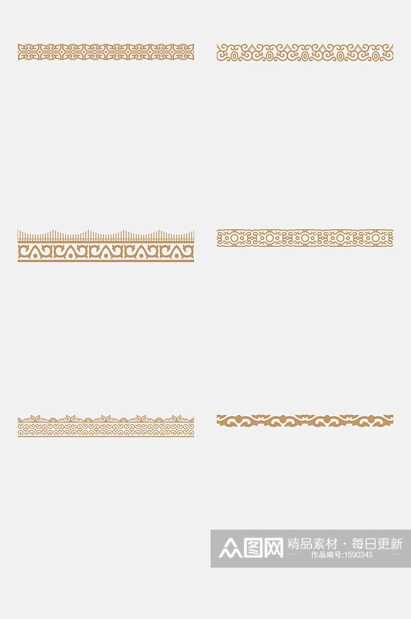 褐色中式传统花纹边框免抠元素背景素材素材