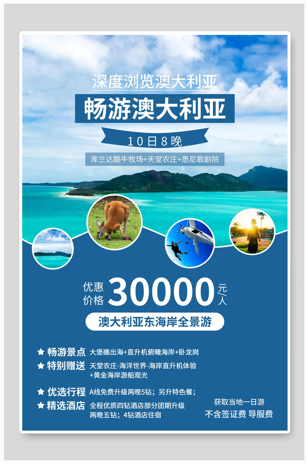 畅游澳大利亚旅行旅游海报素材