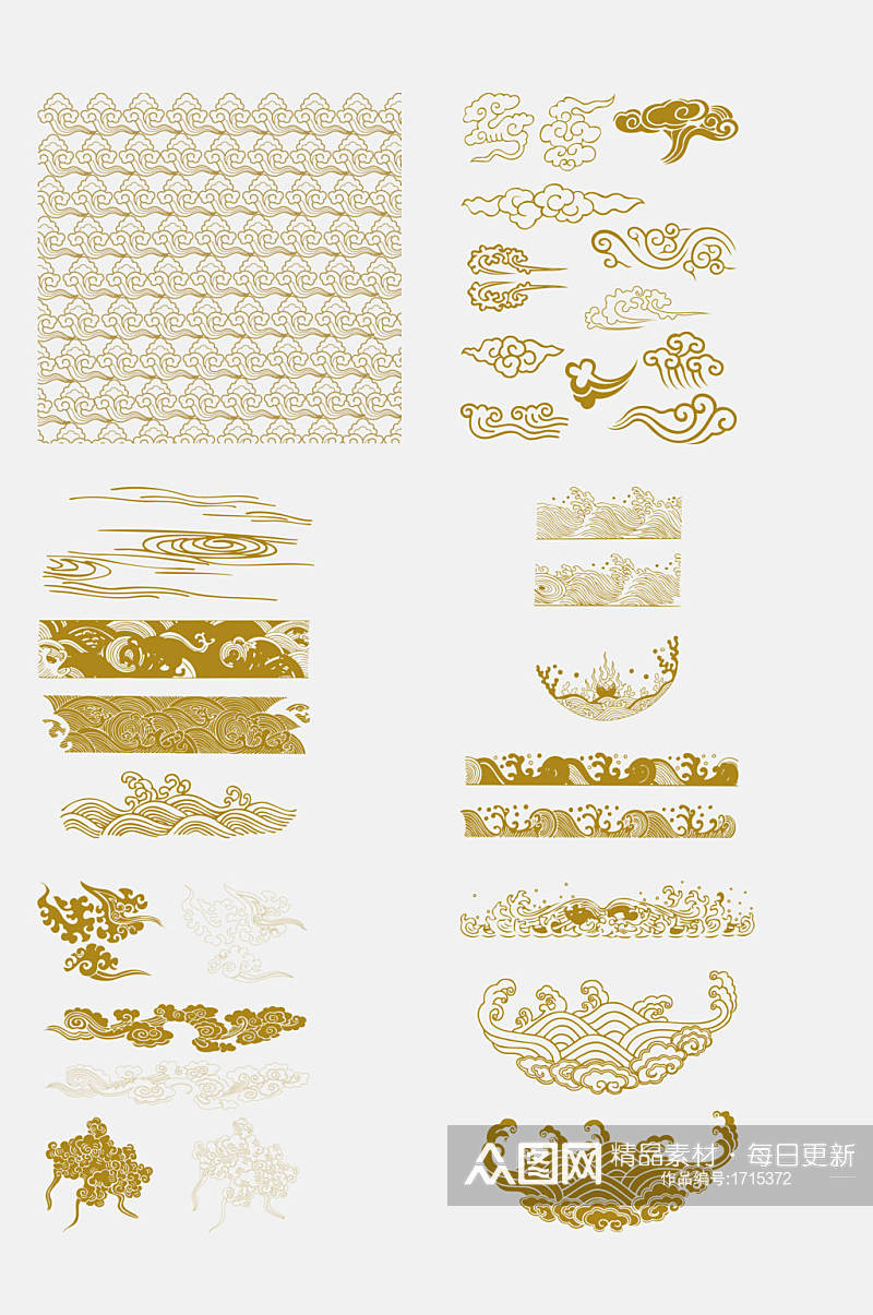 鎏金中式祥云底纹底图免抠元素素材素材
