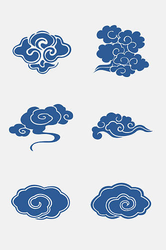 中国传统祥云青花瓷花纹免抠元素素材