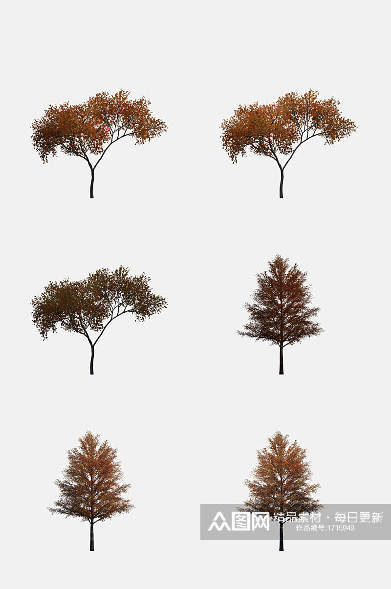 高清植物手绘画茂盛树木免抠元素素材素材