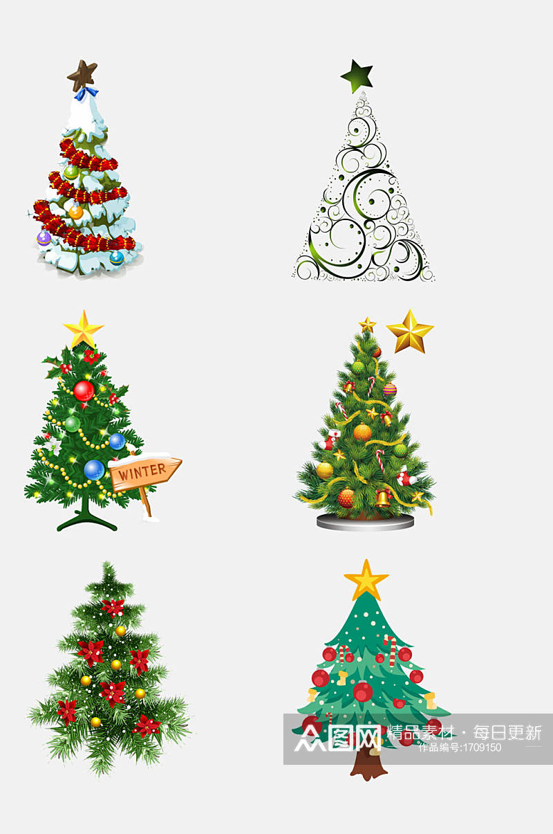 漫画圣诞节圣诞树免抠元素海报素材