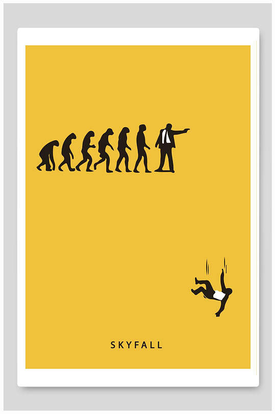 黄色人类进化简约创意海报