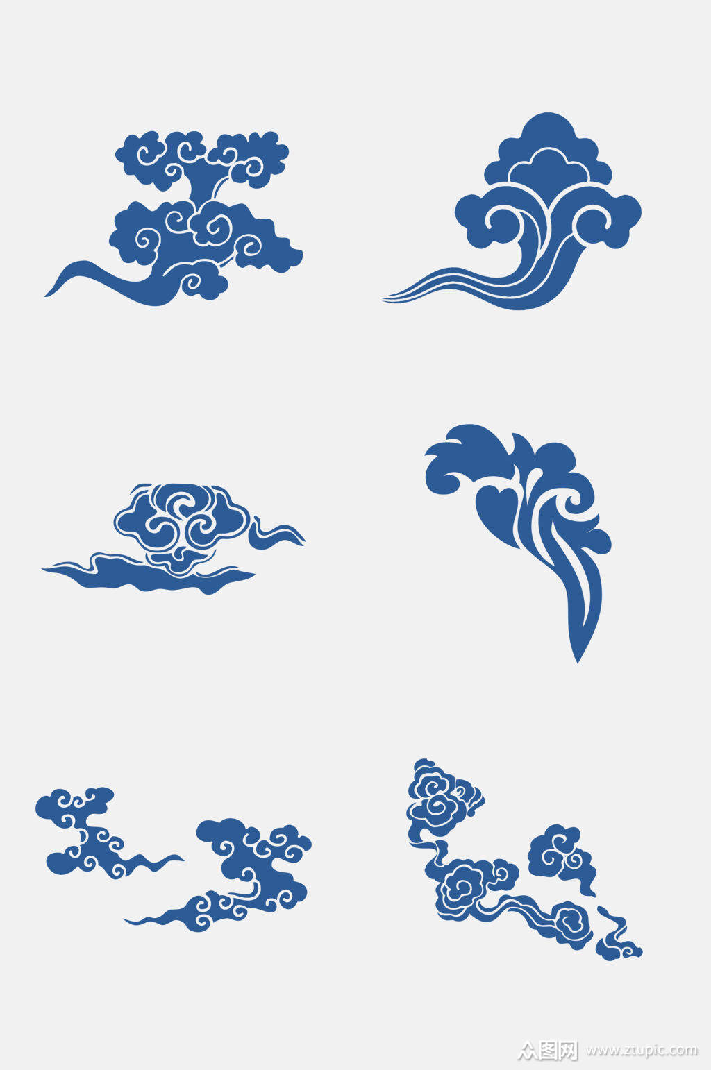 中国传统简约祥云花纹免抠元素素材