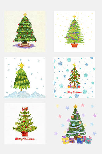 手卡通绘圣诞树元素素材