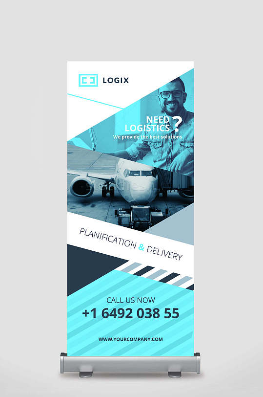 X展架易拉宝设计机场商务公司宣传海报