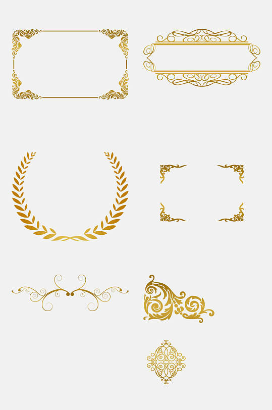 稻穗欧式花纹边框免抠元素素材