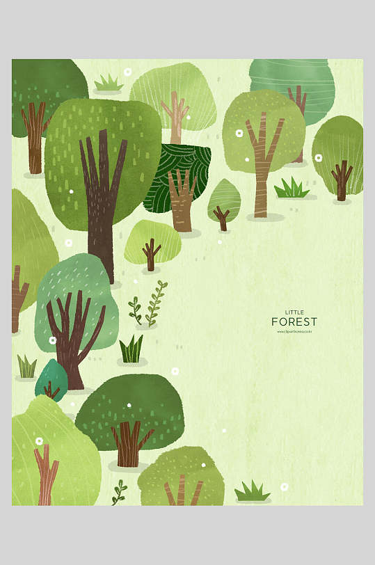 手绘画森林插图插画素材