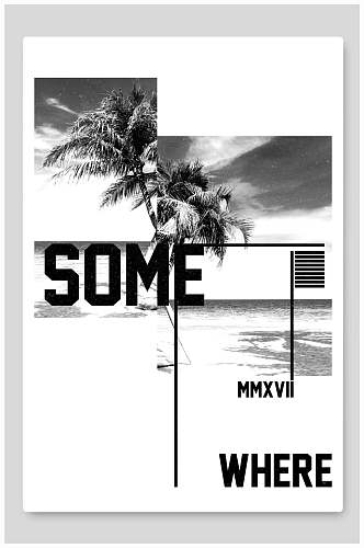 海滩椰树国外创意海报