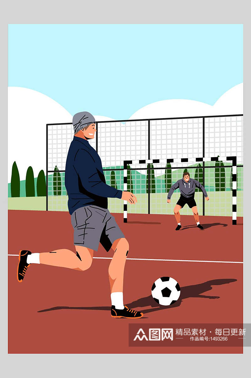 踢足球体育插画素材素材