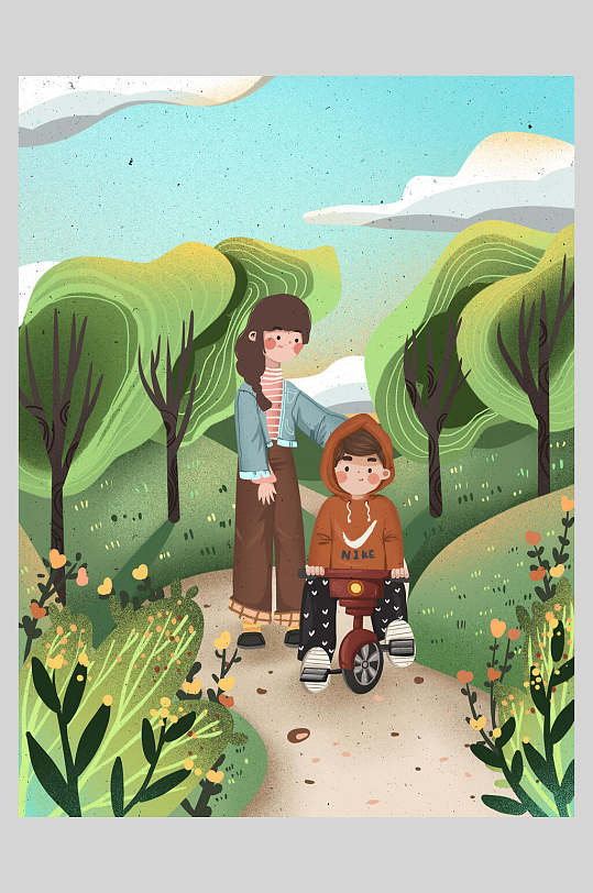 春游踏青公园插画素材
