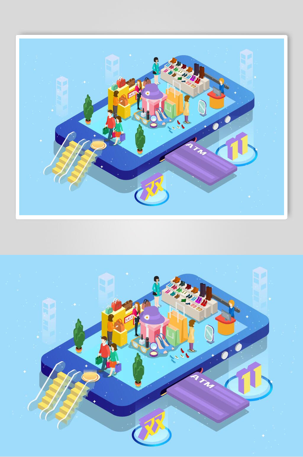 夏季游泳电商插画素材素材