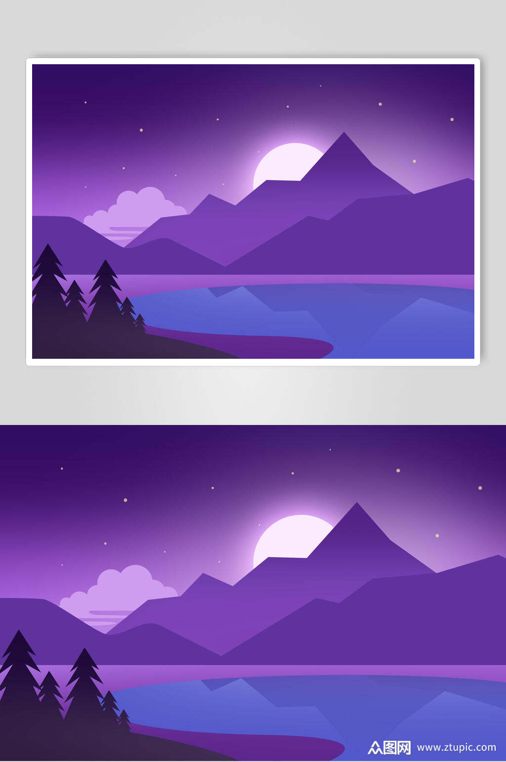 扁平风夜景海报设计素材