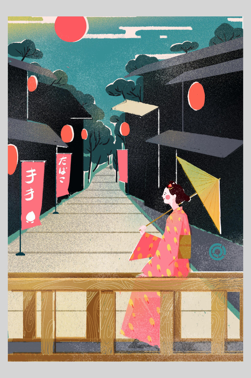 简洁日式和风插画元素素材