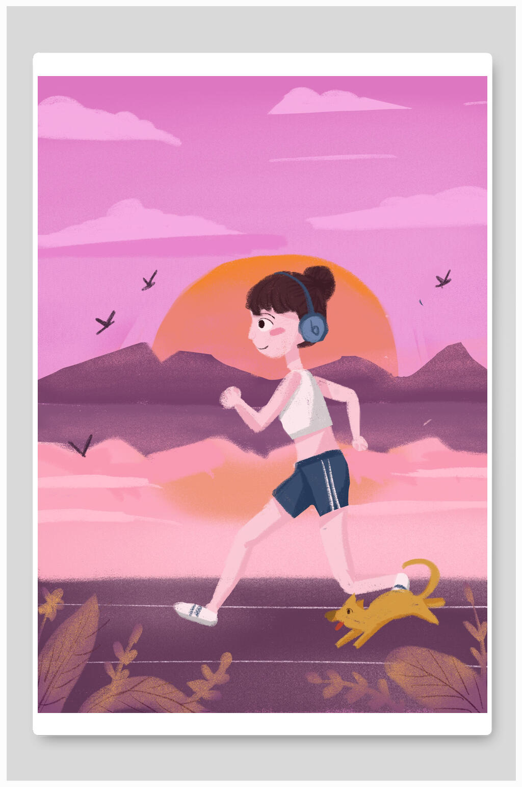 二次元女生跑步图片图片