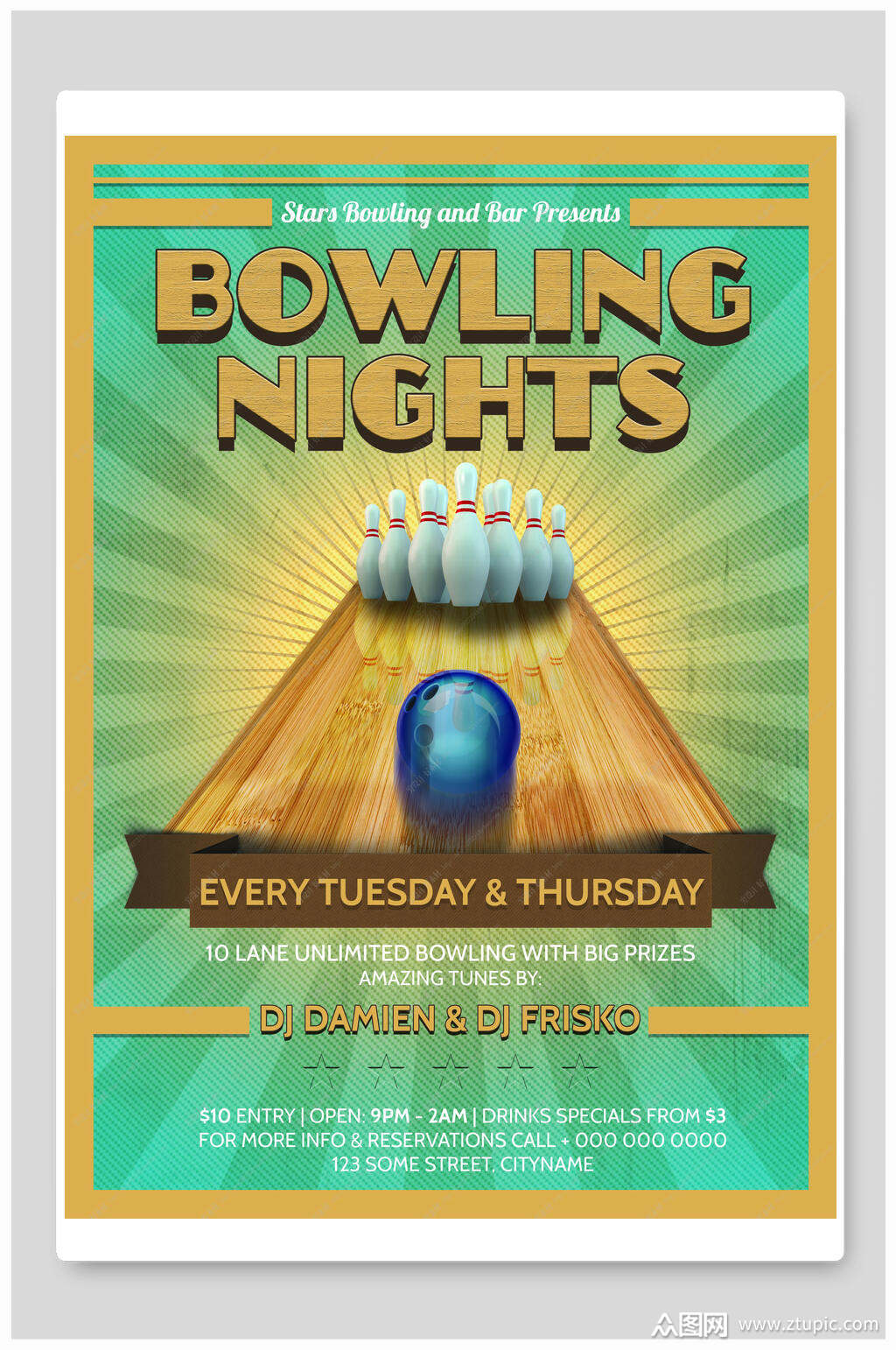 保龄球复古欧美风海报