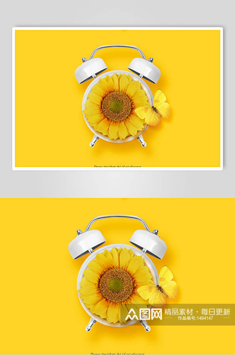 菊花闹钟花卉海报设计素材