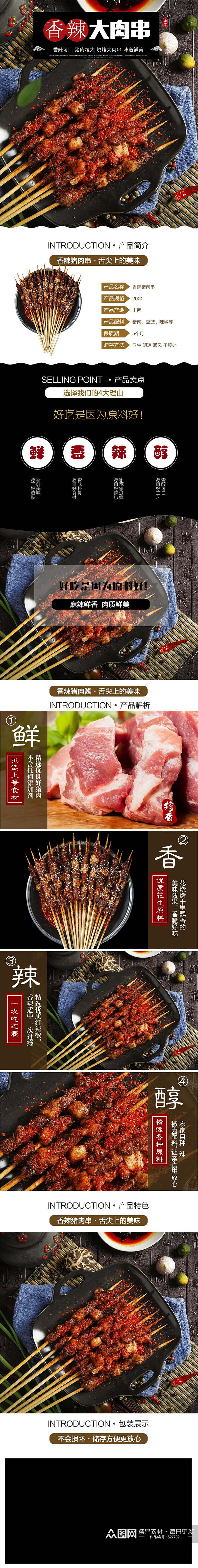 香辣大肉串电商详情页素材